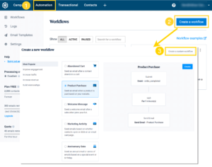 Sendinblue customer workflow builder for omichannel marketing.