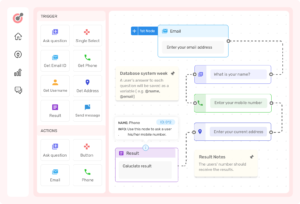 Omniengage omnichannel marketing platform. Showing custom workflow builder.