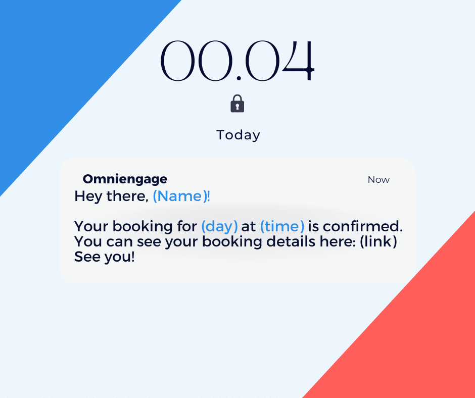 SMS marketing template for booking confirmation