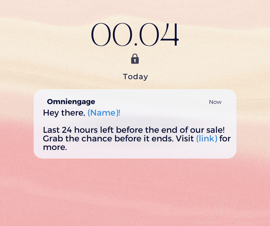 SMS marketing template for sale reminder