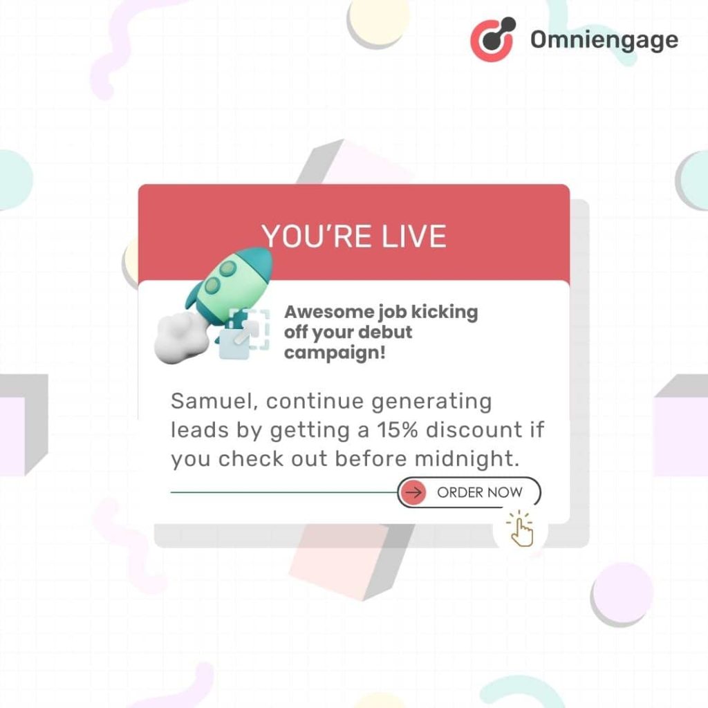 SaaS web push notification congratulating the user on a milestone.
