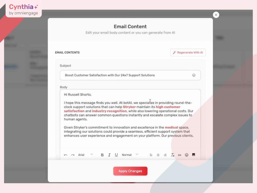AI Agent Cynthia: Hyper-personalized email
