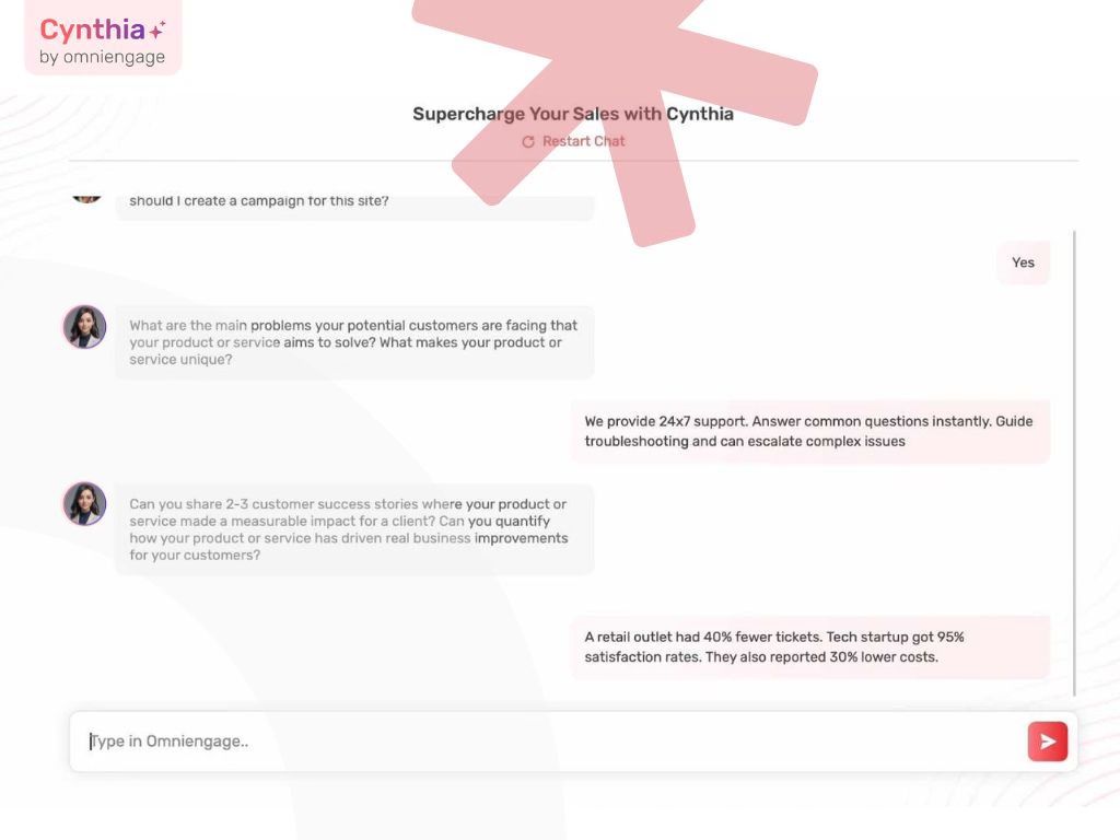 AI Agent Cynthia Targeting Chat